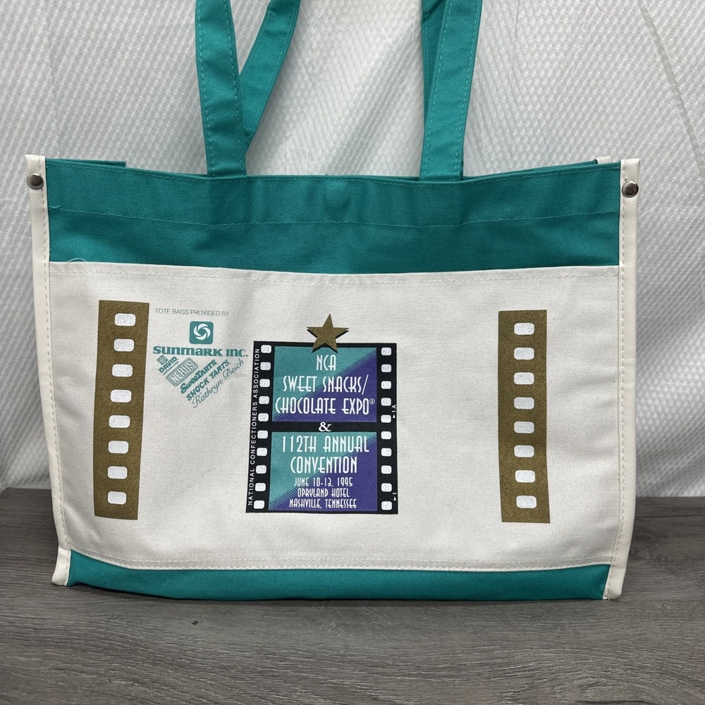 1995 Promo Te Beige Tote Bag Limited Edition NCA Sweet Snacks Chocolate Expo 90